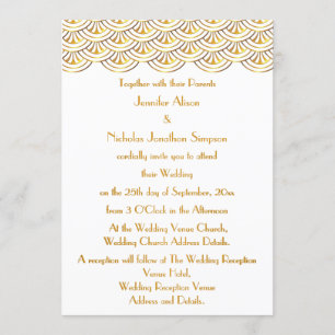Invitation Mariage Art déco des années 1920 aux fanas blanc e