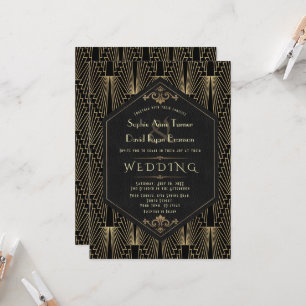 Invitation Mariage Art Déco Gatsby les Roaring Twenties