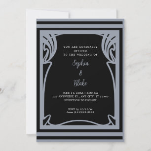 Invitation Mariage Art déco noir et argenté Extraordinaire