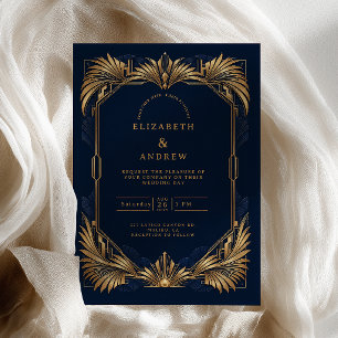 Invitation Mariage Art Déco Or et Nuit Américaine