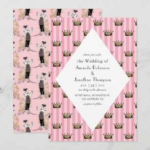 Invitation Mariage Art Déco Paris couleur rose et or