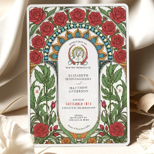 Invitation Mariage Art Nouveau aux Roses Rouges