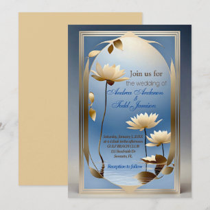 Invitation Mariage Art nouveau lotus fleurs
