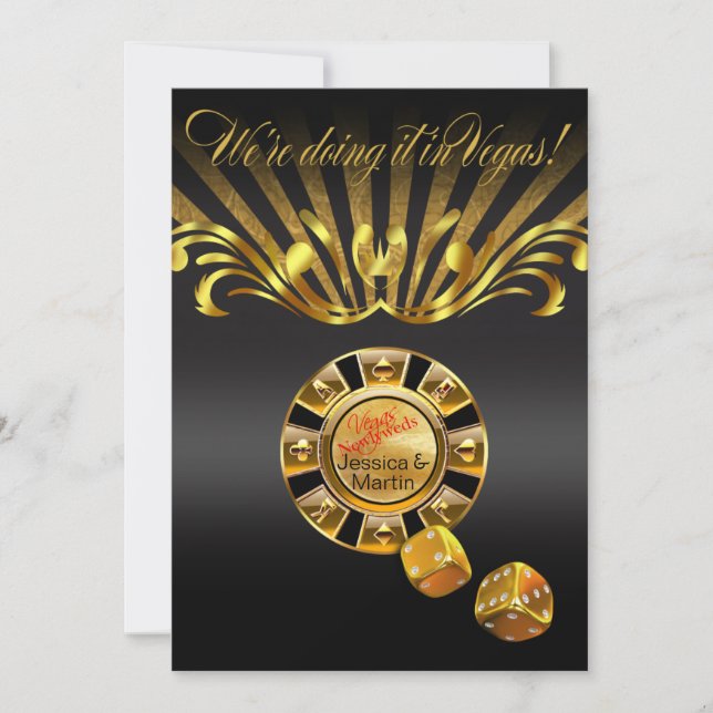 Invitation Mariage Art Nouveau Vegas | noir or (Devant)