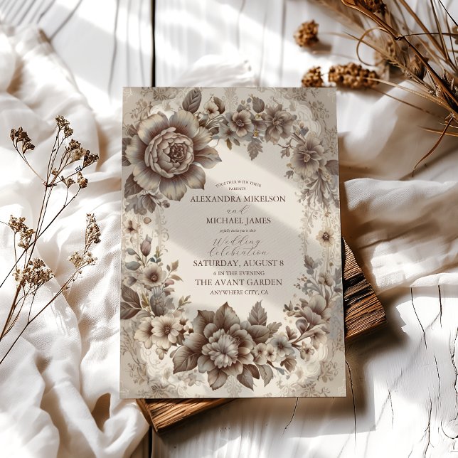 Invitation Mariage Art nouveau vintage (Créateur téléchargé)