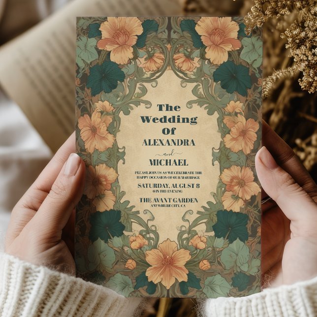 Invitation Mariage Art nouveau vintage (Créateur téléchargé)