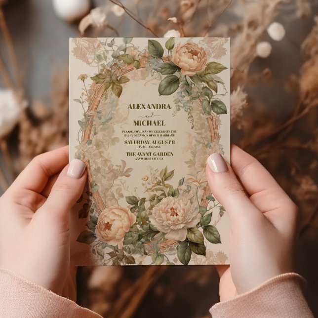 Invitation Mariage Art nouveau vintage (Créateur téléchargé)