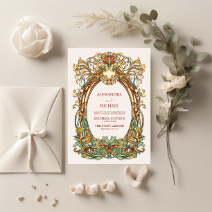 Invitation Mariage Art Nouveau Vintage Flora 