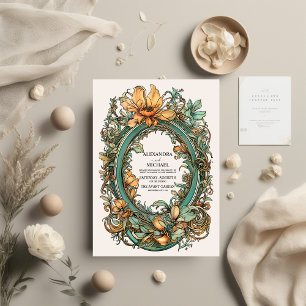 Invitation Mariage Art Nouveau Vintage Flora 