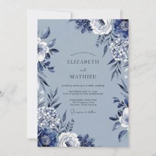 Invitation Mariage Artistique à Fleur Bleue