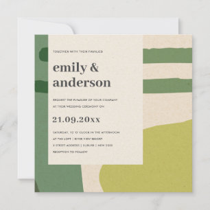 INVITATION MARIAGE ARTISTIQUE ABSTRAIT MODERNE LIME GREEN KRA