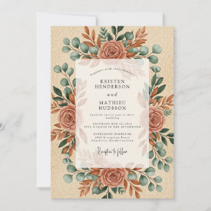 Invitation Mariage Artistique Automnal en Terracotta