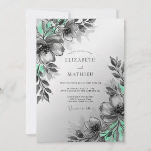 Invitation Mariage Artistique Botanique Vert Menthe