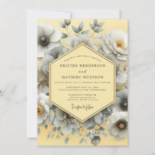 Invitation Mariage artistique Canari Gris Bloom
