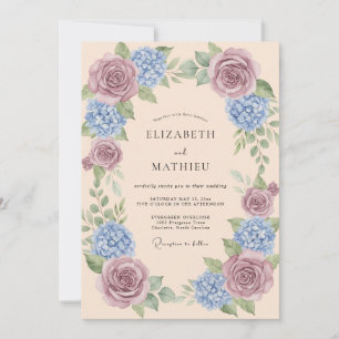 Invitation Mariage Artistique de Printemps Mauve et Pervenche