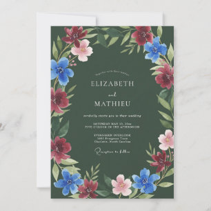 Invitation Mariage Artistique d'Hiver au Vert Chasseur