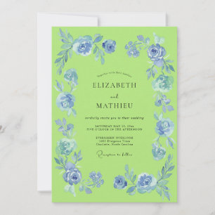 Invitation Mariage Artistique Fleur Bleue