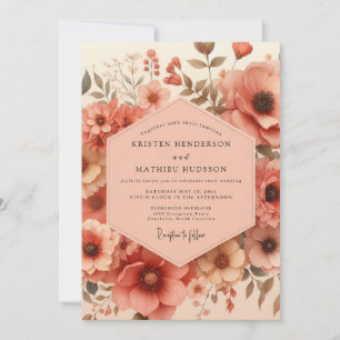 Invitation Mariage Artistique Fleur de Corail