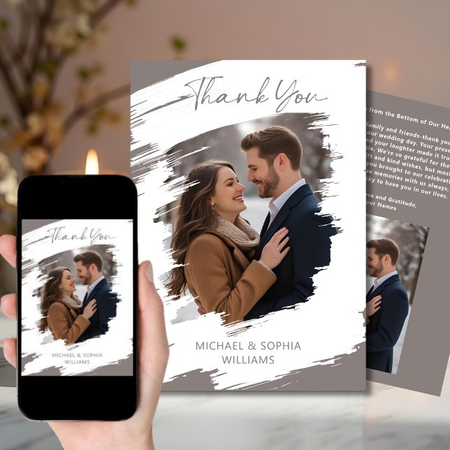 Invitation Mariage Artistique Moderne Merci Hiver Gris  (Créateur téléchargé)