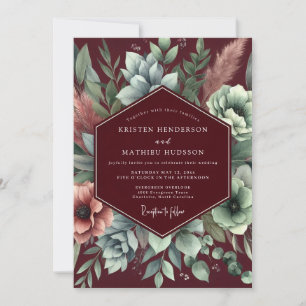 Invitation Mariage Assemblage Floral Bourgogne