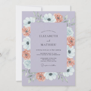 Invitation Mariage au Anémone de Corail Lilas