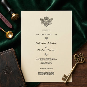 Invitation Mariage au blason de dragon à nœud celtique vintag