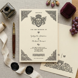 Invitation Mariage au Blason de Dragon Nœud Celtique Vintage