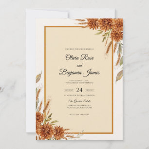 Invitation Mariage au blé séché Eucalyptus Rouille