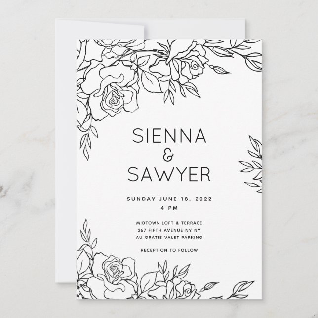 Invitation Mariage au bouquet de roses (Devant)