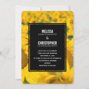Invitation Mariage au Champ de Tournesols Jaunes