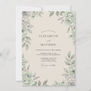 Invitation Mariage au Champagne avec Eucalyptus à Feuillage A