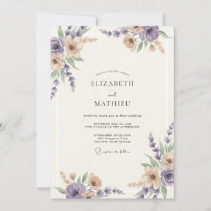 Invitation Mariage au Champagne Lilas et Eucalyptus