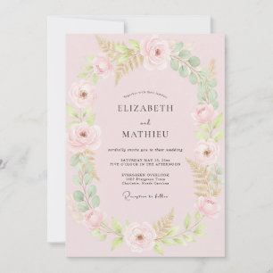 Invitation Mariage au Champagne Ranunculus et Eucalyptus Doux