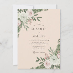 Invitation Mariage au Champagne Ranunculus Feuillage Eucalypt