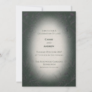Invitation Mariage au Chardon Brumeux Vert Foncé