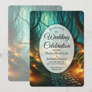 Invitation Mariage au Chemin de Lanterne de la Forêt Enchanté