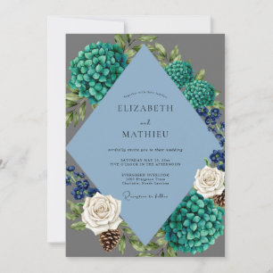 Invitation Mariage au chèvrefeuille d'hortensia et d'eucalypt