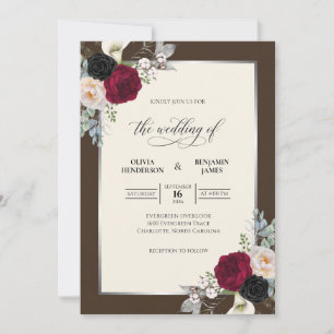 Invitation Mariage au Chocolat Noir Rose