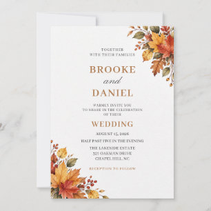 Invitation Mariage au coin de feuillage mixte de récolte
