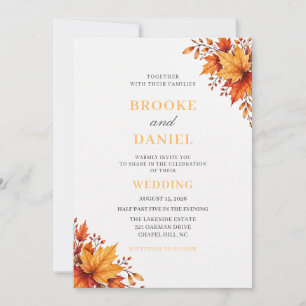 Invitation Mariage au coin de la feuille d'érable dorée