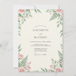 Invitation Mariage au coin des fougères et des pêches à la me