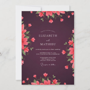 Invitation Mariage au Coquelicot Corail Prune