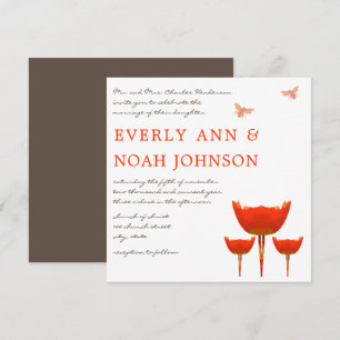 Invitation Mariage au Coquelicot Orange & Bumble Bee 