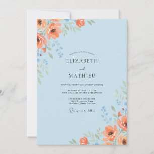 Invitation Mariage au Coquelicot Orange et au Bleuet
