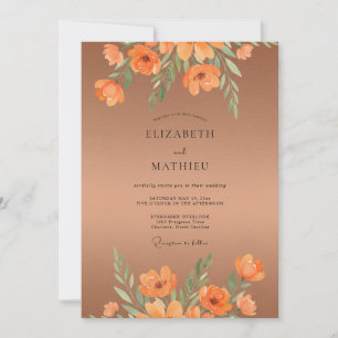 Invitation Mariage au Coquelicot Peint en Cuivre