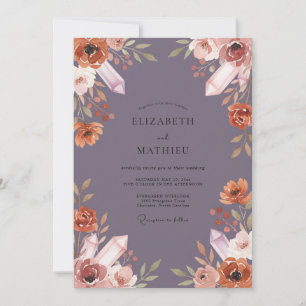 Invitation Mariage au cristal de eucalyptus violet poussiéreu