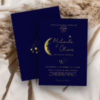 Mariage au Croissant de Lune en Or Bleu Minuit Cél