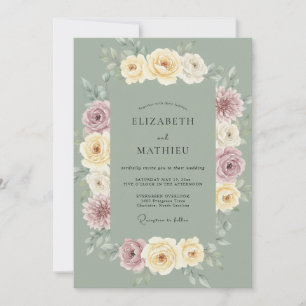 Invitation Mariage au Dahlia Vert Sauge