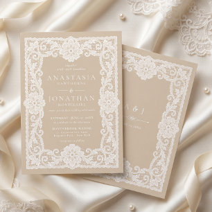 Invitation Mariage au Dentelle Blanche Vintage