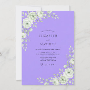 Invitation Mariage au eucalyptus à feuillage violet blanc